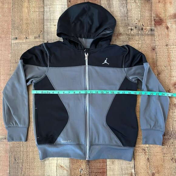 Nike Air Jordan Boys Hoodie Black & Gray Zip-Up Size L 10-12Y - Picture 2 of 11